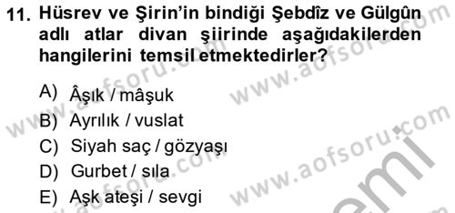 Türk Edebiyatının Mitolojik Kaynakları Dersi 2014 - 2015 Yılı (Final) Dönem Sonu Sınav Soruları 11. Soru