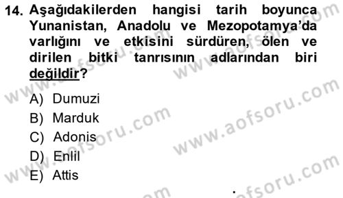Türk Edebiyatının Mitolojik Kaynakları Dersi 2014 - 2015 Yılı (Final) Dönem Sonu Sınav Soruları 14. Soru