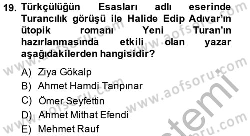 Türk Edebiyatının Mitolojik Kaynakları Dersi 2014 - 2015 Yılı (Final) Dönem Sonu Sınav Soruları 19. Soru