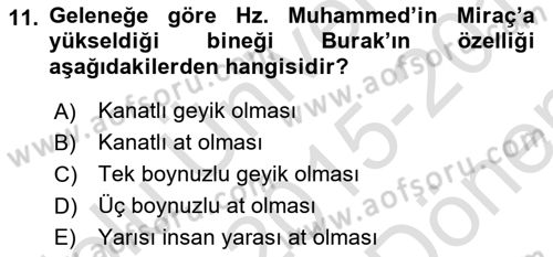 Türk Edebiyatının Mitolojik Kaynakları Dersi 2015 - 2016 Yılı (Final) Dönem Sonu Sınav Soruları 11. Soru
