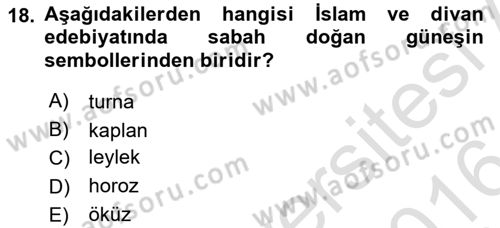 Türk Edebiyatının Mitolojik Kaynakları Dersi 2015 - 2016 Yılı (Final) Dönem Sonu Sınav Soruları 18. Soru