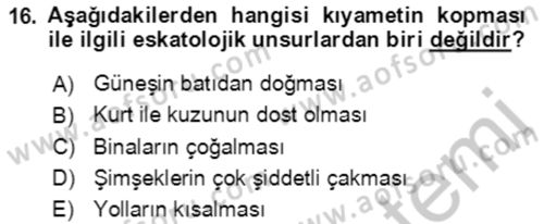 Türk Edebiyatının Mitolojik Kaynakları Dersi 2016 - 2017 Yılı (Vize) Ara Sınav Soruları 16. Soru