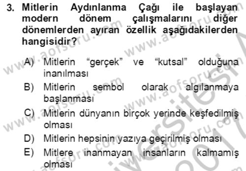 Türk Edebiyatının Mitolojik Kaynakları Dersi 2016 - 2017 Yılı (Vize) Ara Sınav Soruları 3. Soru