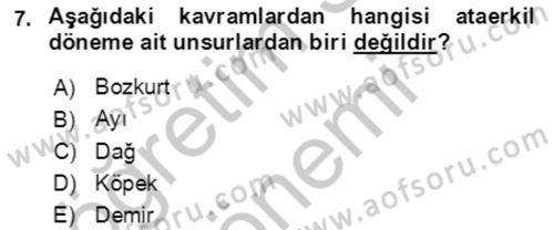 Türk Edebiyatının Mitolojik Kaynakları Dersi 2016 - 2017 Yılı (Vize) Ara Sınav Soruları 7. Soru