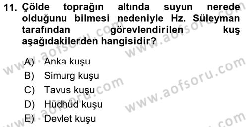 Türk Edebiyatının Mitolojik Kaynakları Dersi 2016 - 2017 Yılı (Final) Dönem Sonu Sınav Soruları 11. Soru