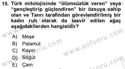 Türk Edebiyatının Mitolojik Kaynakları Dersi 2017 - 2018 Yılı (Vize) Ara Sınav Soruları 15. Soru