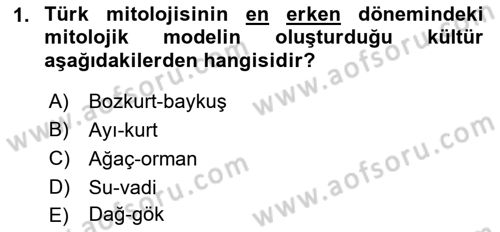Türk Edebiyatının Mitolojik Kaynakları Dersi 2017 - 2018 Yılı (Final) Dönem Sonu Sınav Soruları 1. Soru