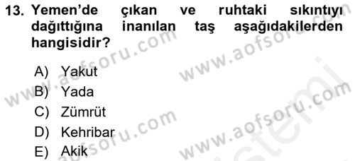 Türk Edebiyatının Mitolojik Kaynakları Dersi 2017 - 2018 Yılı (Final) Dönem Sonu Sınav Soruları 13. Soru