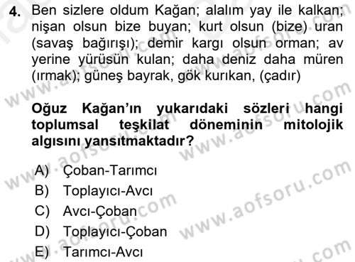 Türk Edebiyatının Mitolojik Kaynakları Dersi 2018 - 2019 Yılı (Vize) Ara Sınav Soruları 4. Soru