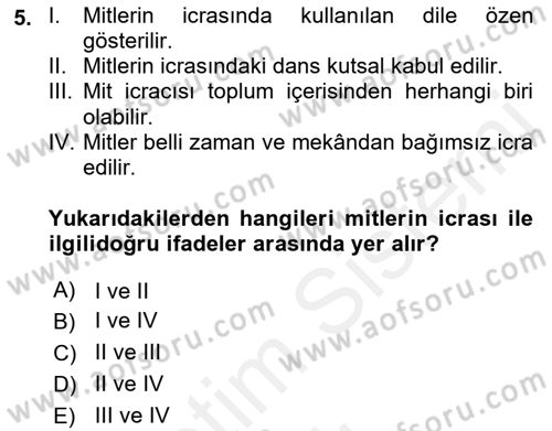 Türk Edebiyatının Mitolojik Kaynakları Dersi 2018 - 2019 Yılı (Vize) Ara Sınav Soruları 5. Soru
