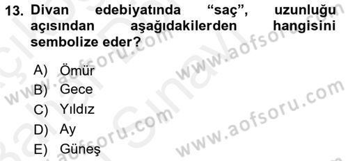 Türk Edebiyatının Mitolojik Kaynakları Dersi 2018 - 2019 Yılı (Final) Dönem Sonu Sınav Soruları 13. Soru