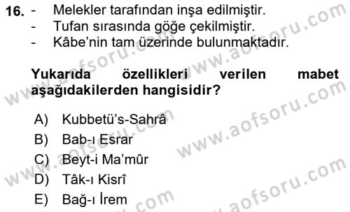 Türk Edebiyatının Mitolojik Kaynakları Dersi 2018 - 2019 Yılı (Final) Dönem Sonu Sınav Soruları 16. Soru