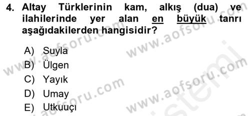 Türk Edebiyatının Mitolojik Kaynakları Dersi 2018 - 2019 Yılı (Final) Dönem Sonu Sınav Soruları 4. Soru