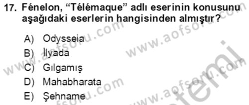 Türk Edebiyatının Mitolojik Kaynakları Dersi 2018 - 2019 Yılı Yaz Okulu Sınav Soruları 17. Soru
