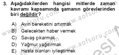 Türk Edebiyatının Mitolojik Kaynakları Dersi 2018 - 2019 Yılı Yaz Okulu Sınav Soruları 3. Soru
