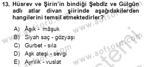 Türk Edebiyatının Mitolojik Kaynakları Dersi 2020 - 2021 Yılı Yaz Okulu Sınav Soruları 13. Soru