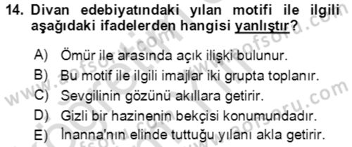 Türk Edebiyatının Mitolojik Kaynakları Dersi 2020 - 2021 Yılı Yaz Okulu Sınav Soruları 14. Soru