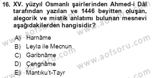 Türk Edebiyatının Mitolojik Kaynakları Dersi 2020 - 2021 Yılı Yaz Okulu Sınav Soruları 16. Soru