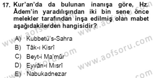 Türk Edebiyatının Mitolojik Kaynakları Dersi 2020 - 2021 Yılı Yaz Okulu Sınav Soruları 17. Soru