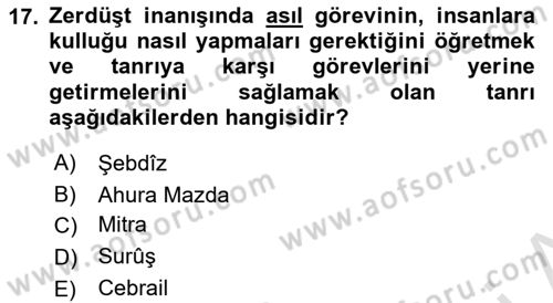 Türk Edebiyatının Mitolojik Kaynakları Dersi 2021 - 2022 Yılı (Vize) Ara Sınav Soruları 17. Soru