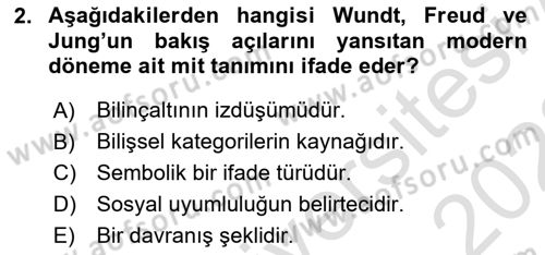 Türk Edebiyatının Mitolojik Kaynakları Dersi 2021 - 2022 Yılı (Vize) Ara Sınav Soruları 2. Soru