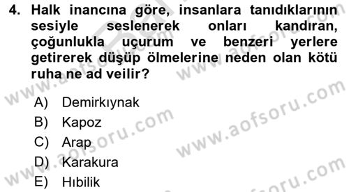 Türk Edebiyatının Mitolojik Kaynakları Dersi 2021 - 2022 Yılı (Final) Dönem Sonu Sınav Soruları 4. Soru