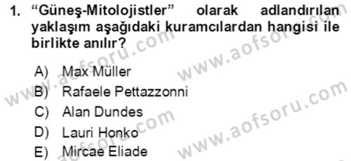 Türk Edebiyatının Mitolojik Kaynakları Dersi 2021 - 2022 Yılı Yaz Okulu Sınav Soruları 1. Soru