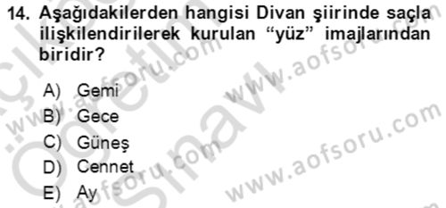 Türk Edebiyatının Mitolojik Kaynakları Dersi 2021 - 2022 Yılı Yaz Okulu Sınav Soruları 14. Soru