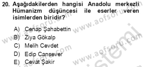 Türk Edebiyatının Mitolojik Kaynakları Dersi 2021 - 2022 Yılı Yaz Okulu Sınav Soruları 20. Soru
