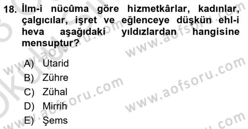 Türk Edebiyatının Mitolojik Kaynakları Dersi 2022 - 2023 Yılı Yaz Okulu Sınav Soruları 18. Soru