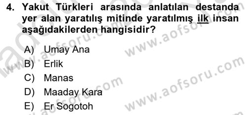 Türk Edebiyatının Mitolojik Kaynakları Dersi 2022 - 2023 Yılı Yaz Okulu Sınav Soruları 4. Soru