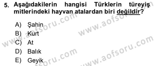 Türk Edebiyatının Mitolojik Kaynakları Dersi 2022 - 2023 Yılı Yaz Okulu Sınav Soruları 5. Soru