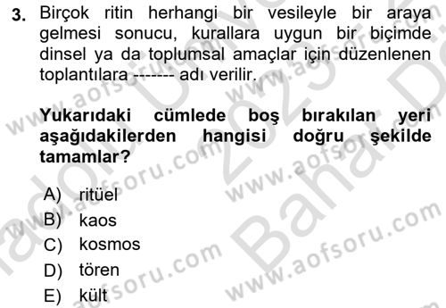 Türk Edebiyatının Mitolojik Kaynakları Dersi 2023 - 2024 Yılı (Vize) Ara Sınav Soruları 3. Soru