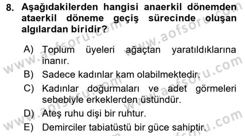 Türk Edebiyatının Mitolojik Kaynakları Dersi 2023 - 2024 Yılı (Vize) Ara Sınav Soruları 8. Soru