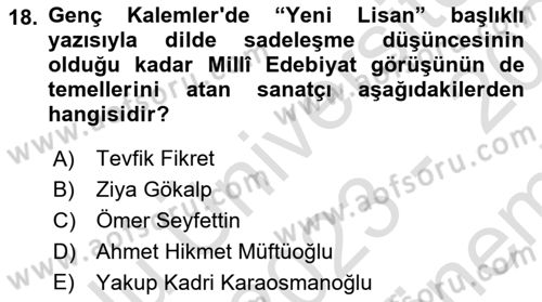 Türk Edebiyatının Mitolojik Kaynakları Dersi 2023 - 2024 Yılı (Final) Dönem Sonu Sınav Soruları 18. Soru
