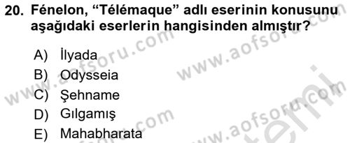 Türk Edebiyatının Mitolojik Kaynakları Dersi 2023 - 2024 Yılı (Final) Dönem Sonu Sınav Soruları 20. Soru