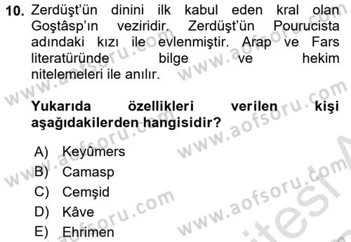 Türk Edebiyatının Mitolojik Kaynakları Dersi 2023 - 2024 Yılı Yaz Okulu Sınav Soruları 10. Soru