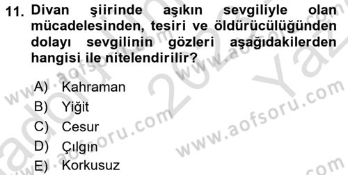 Türk Edebiyatının Mitolojik Kaynakları Dersi 2023 - 2024 Yılı Yaz Okulu Sınav Soruları 11. Soru
