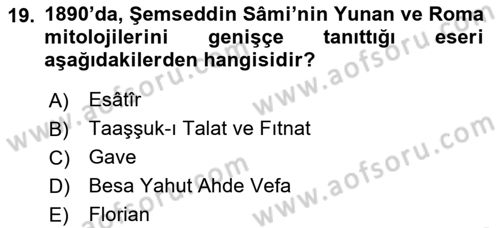 Türk Edebiyatının Mitolojik Kaynakları Dersi 2023 - 2024 Yılı Yaz Okulu Sınav Soruları 19. Soru
