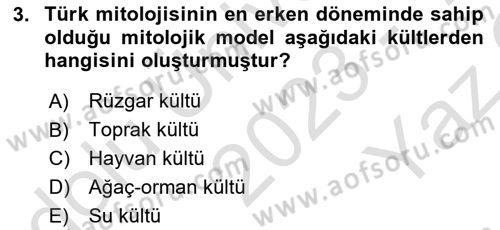Türk Edebiyatının Mitolojik Kaynakları Dersi 2023 - 2024 Yılı Yaz Okulu Sınav Soruları 3. Soru