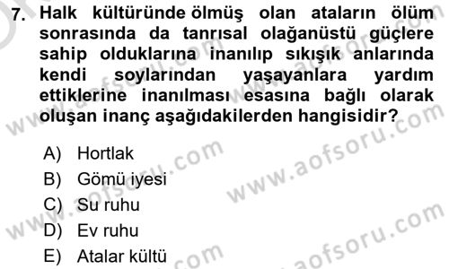 Türk Edebiyatının Mitolojik Kaynakları Dersi 2023 - 2024 Yılı Yaz Okulu Sınav Soruları 7. Soru