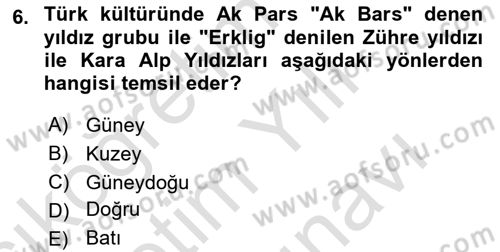 Türk Edebiyatının Mitolojik Kaynakları Dersi 2024 - 2025 Yılı (Vize) Ara Sınav Soruları 6. Soru