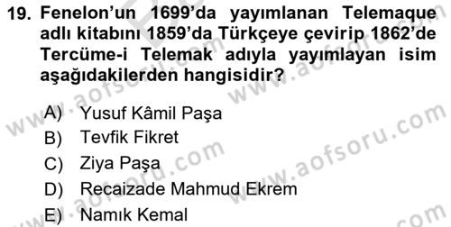 Türk Edebiyatının Mitolojik Kaynakları Dersi 2024 - 2025 Yılı (Final) Dönem Sonu Sınav Soruları 19. Soru