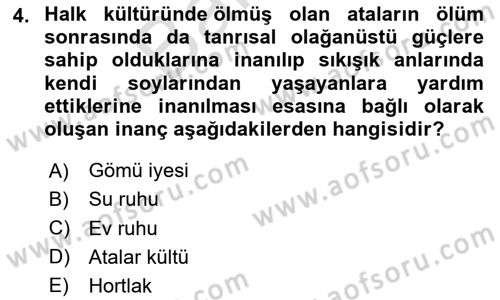 Türk Edebiyatının Mitolojik Kaynakları Dersi 2024 - 2025 Yılı (Final) Dönem Sonu Sınav Soruları 4. Soru