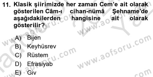 Türk Edebiyatının Mitolojik Kaynakları Dersi 2024 - 2025 Yılı Yaz Okulu Sınav Soruları 11. Soru