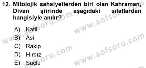 Türk Edebiyatının Mitolojik Kaynakları Dersi 2024 - 2025 Yılı Yaz Okulu Sınav Soruları 12. Soru