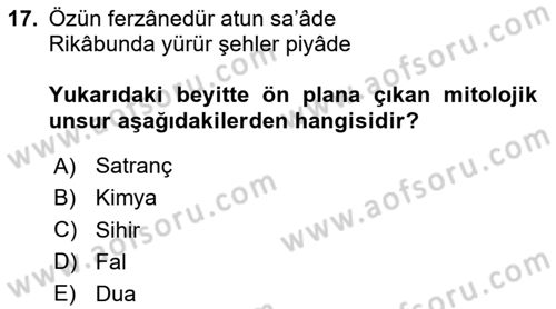 Türk Edebiyatının Mitolojik Kaynakları Dersi 2024 - 2025 Yılı Yaz Okulu Sınav Soruları 17. Soru
