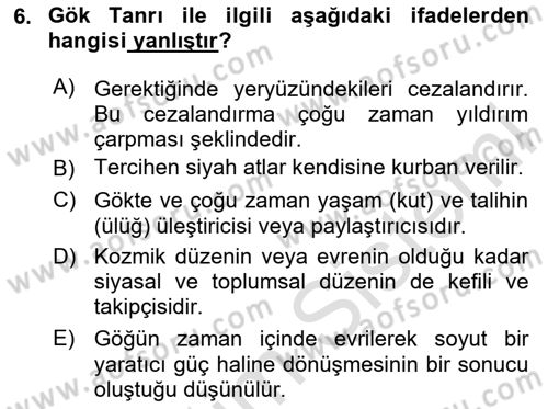Türk Edebiyatının Mitolojik Kaynakları Dersi 2024 - 2025 Yılı Yaz Okulu Sınav Soruları 6. Soru