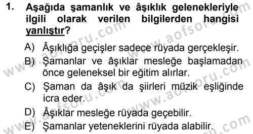 Türk Halk Şiiri Dersi 2012 - 2013 Yılı (Vize) Ara Sınav Soruları 1. Soru