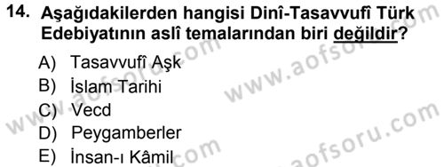 Türk Halk Şiiri Dersi 2012 - 2013 Yılı (Vize) Ara Sınav Soruları 14. Soru